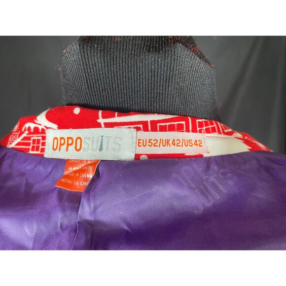 Ugly Christmas suit, OPPOSUITS  Red with Christmas themed silhouettes - Picture 7 of 8